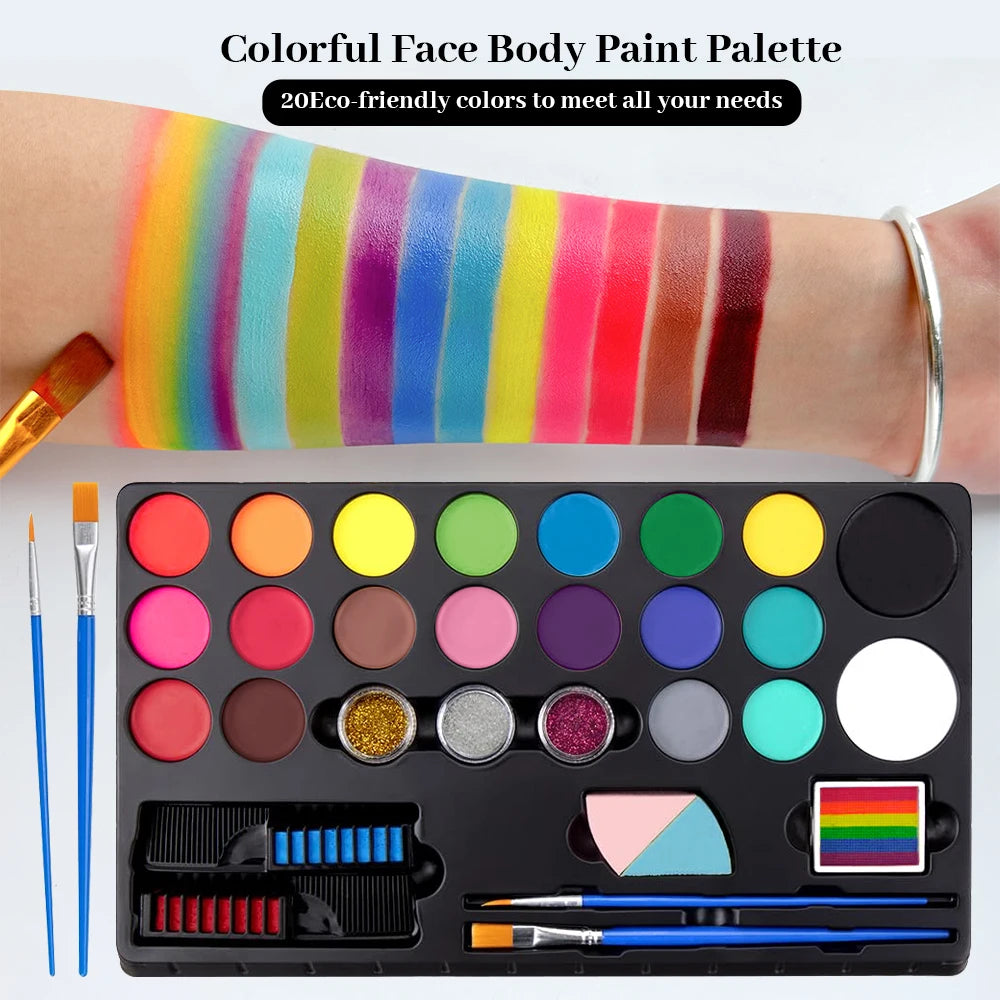 20 Face Body Paint Palette Long Lasting Safe Painting Halloween Zpaxo