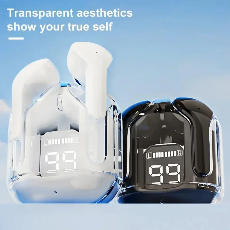 Wireless Earphones Transparent Charging Box Design Touch Control