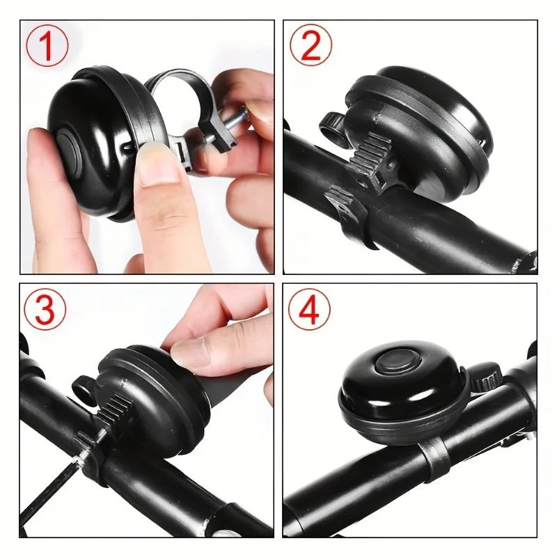 Premium Aluminum Bike Bell Classic Black High-pitched Sound Durable