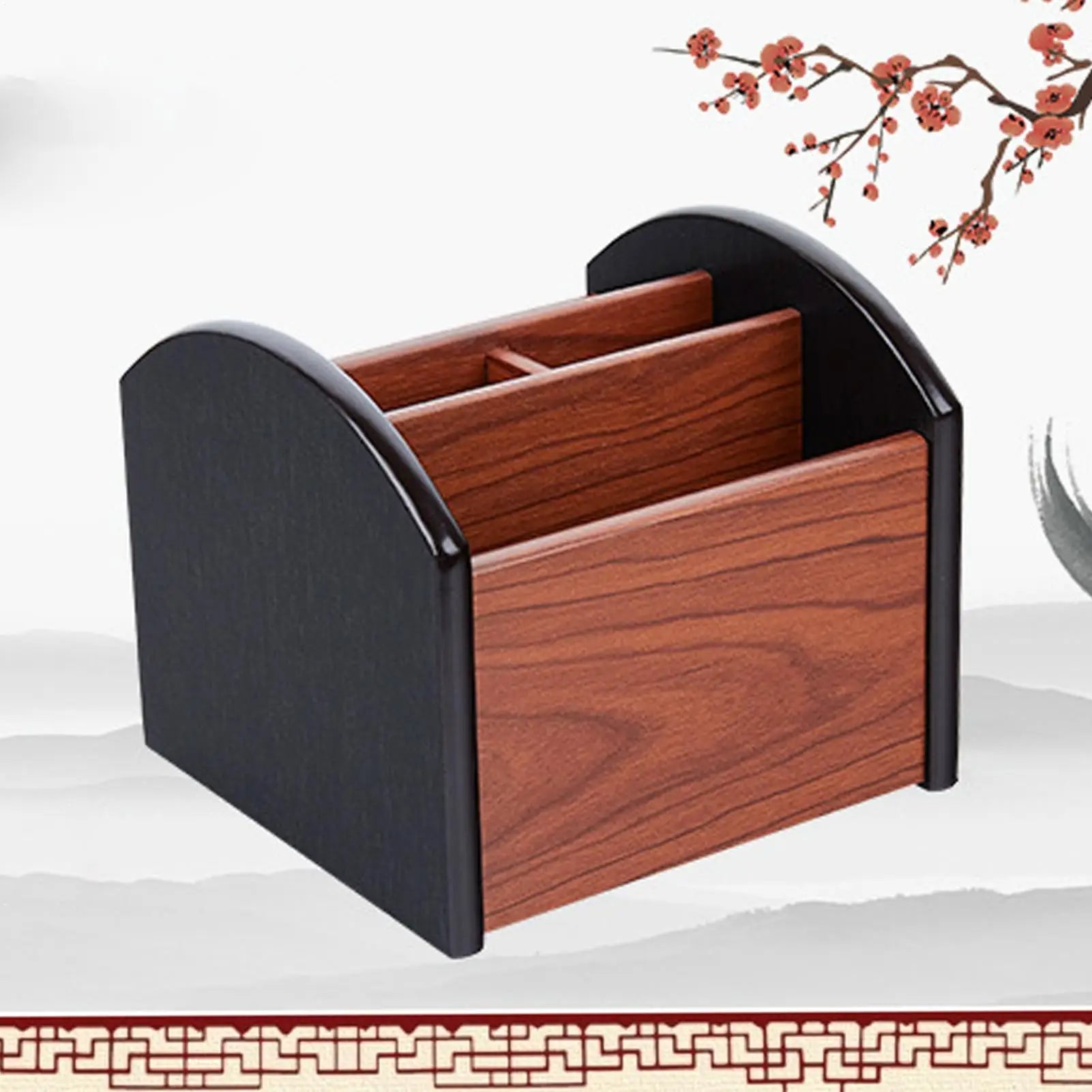 Desktop Organizer Wooden Multi-compartment Storage Pencil Holder