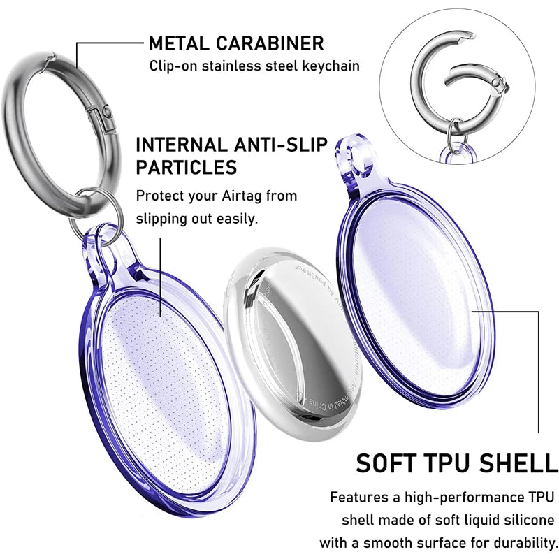 Waterproof Anti-lost Transparent TPU Case Keychain Apple Airtag Dog