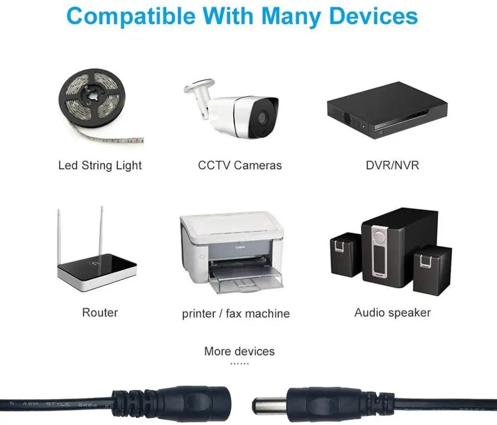DC 12V Power Adapter Extension Cable 5 5V 3 Male Female Cord Extend Zpaxo
