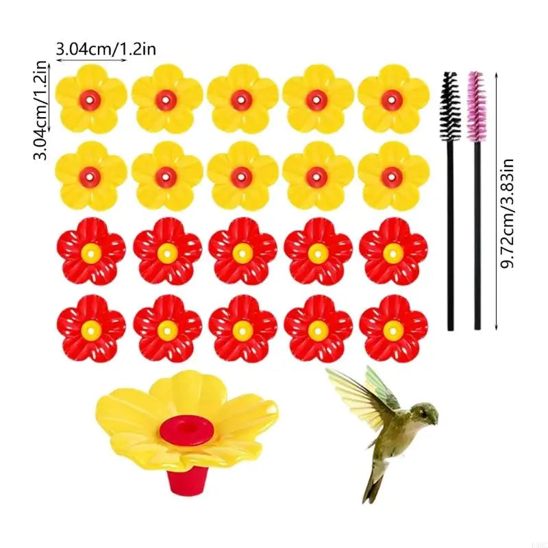 20Pcs Bright Plastic Hummingbird Feeder Flower Attachments Set For Bird Lover Zpaxo