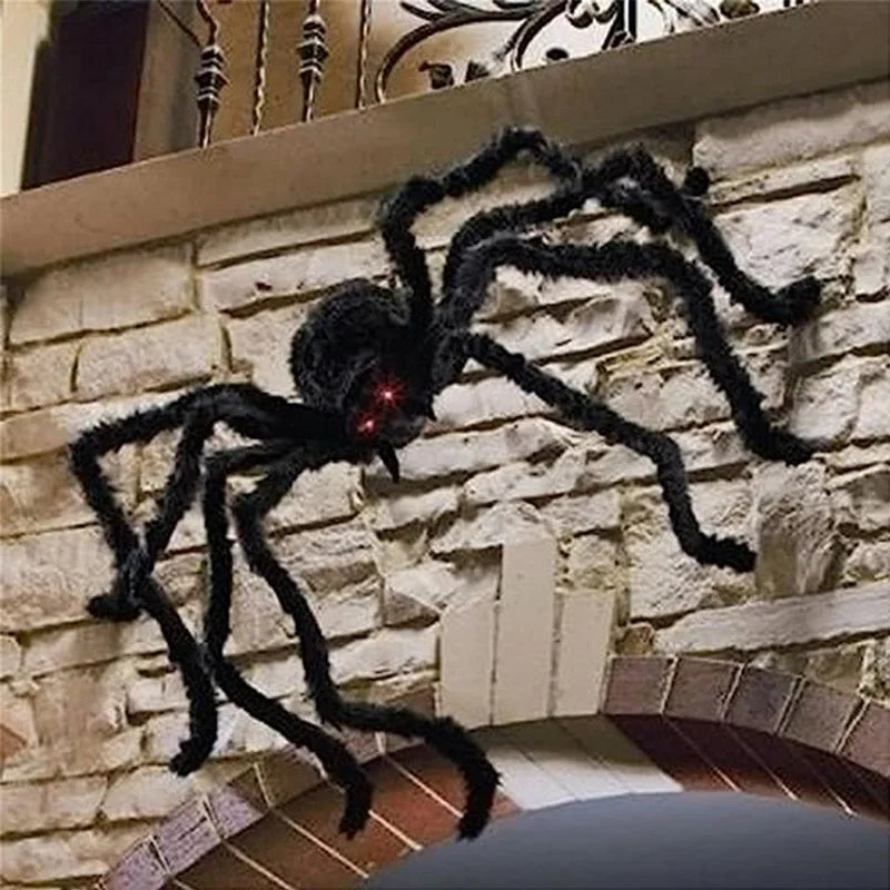30 90 150 Halloween Giant Spider Big Plush Black Spiders Party Decor