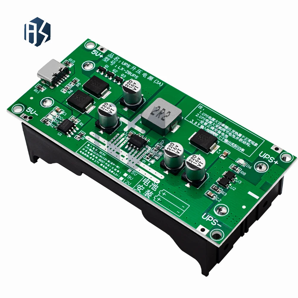 Type-C 15W 3A Fast Charger Module for 18650 Li-ion Batteries, DC-DC Step-Up Boost Converter with 5V/9V/12V Output Zpaxo