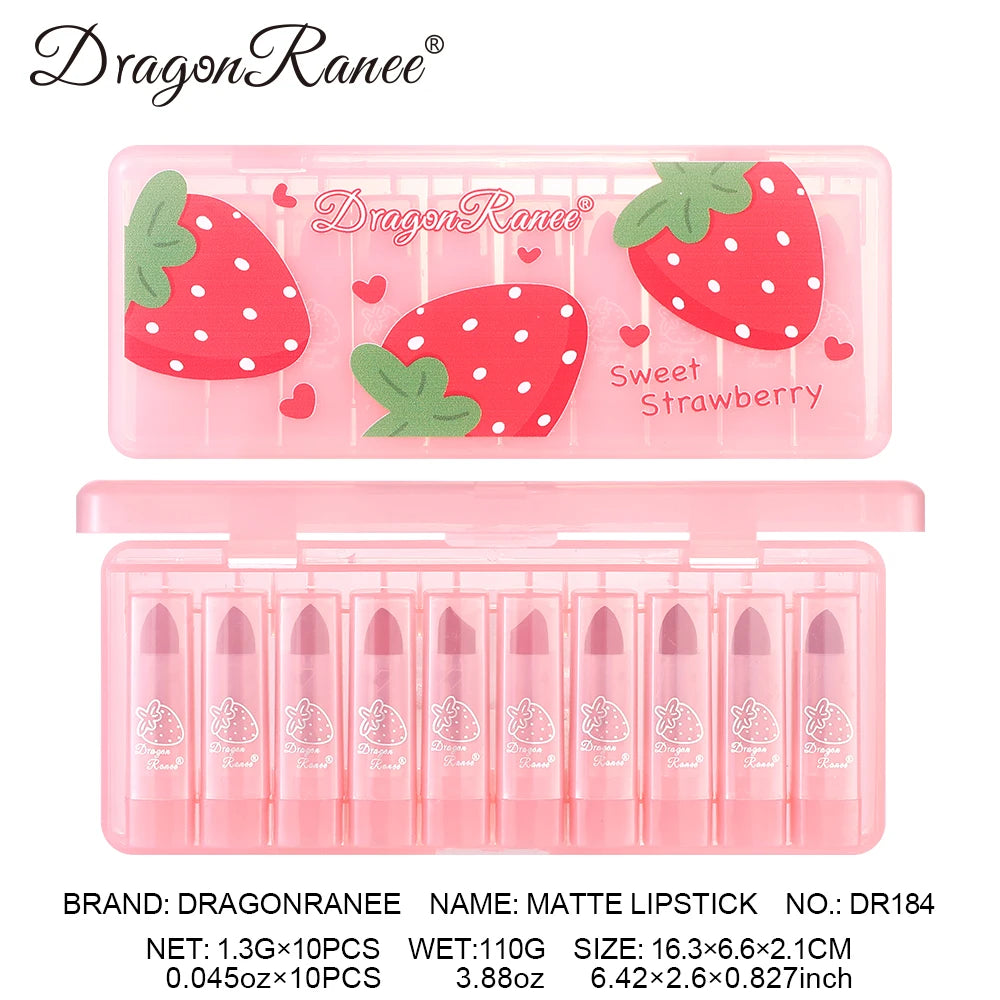 Ten-Piece Lipstick Set, Velvet Matte Finish, Silky and Delicate Finish, Long-Lasting, Waterproof, Enhances Complexion, Lipstick Set Zpaxo