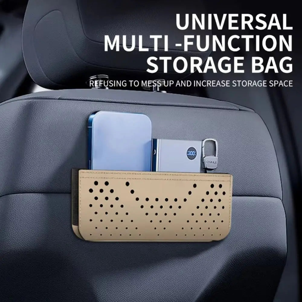 Paste Type Car Mesh Storage Bag Scratch Resistant Space Saving Multi-Functional Hanging Bag PU Leather Durable Car Sundries Box Zpaxo