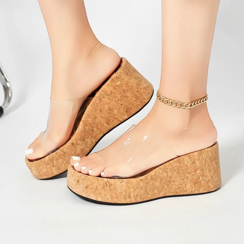 Women's Round Open Toe Comfortable Wedge Heel Slippers Summer 2026 Zpaxo