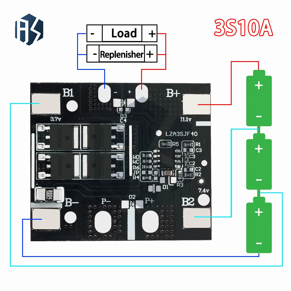 3S 11 1v BMS Battery 5A 10A PCM PCB Protection Board 4MOS 2MOS Power Zpaxo