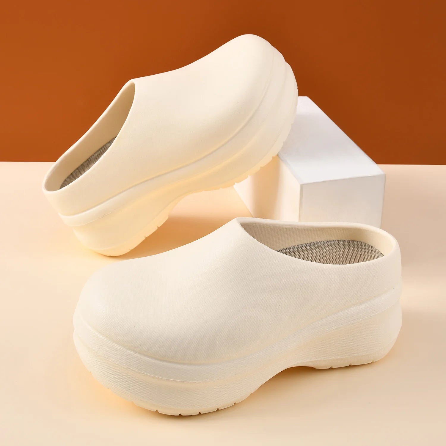 Women's Men's EVA Anti-slip Operating Room Slippers Soft Platform Zpaxo Beige 35-36