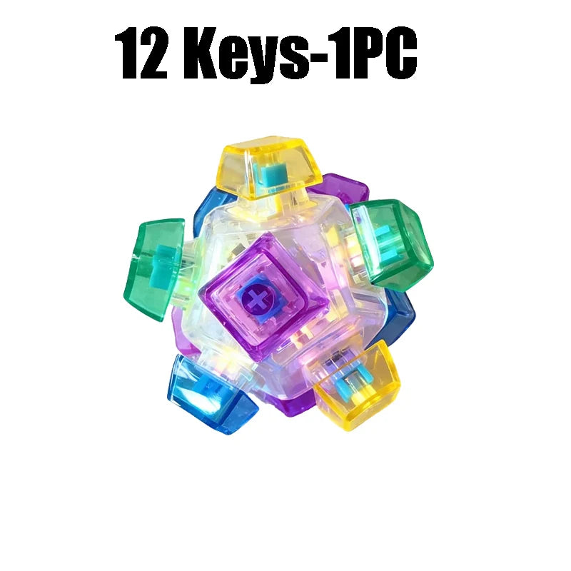 LED Light-up Keyboard Keychain Clickable Buttons Stress Relief Fidget Zpaxo 12 Keys-1PC