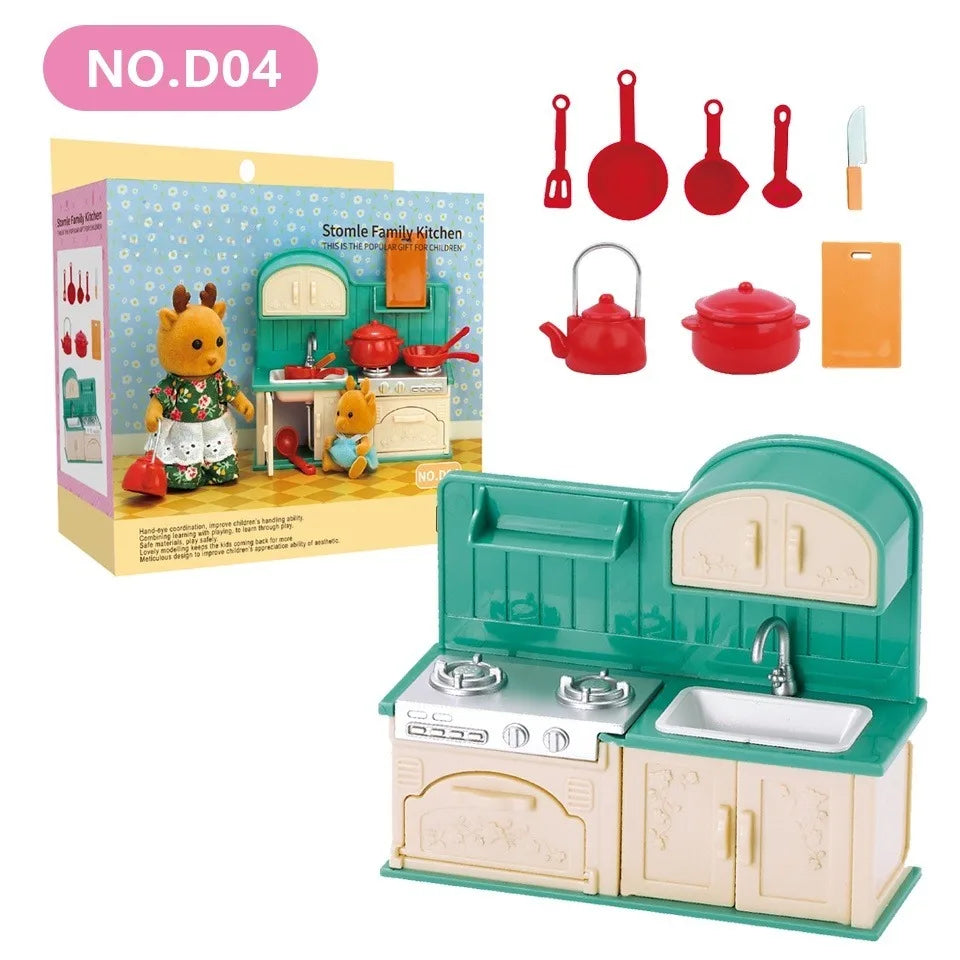 Dollhouse Furniture Doll House Bathroom Kitchen Fridge Washing Zpaxo Cooker