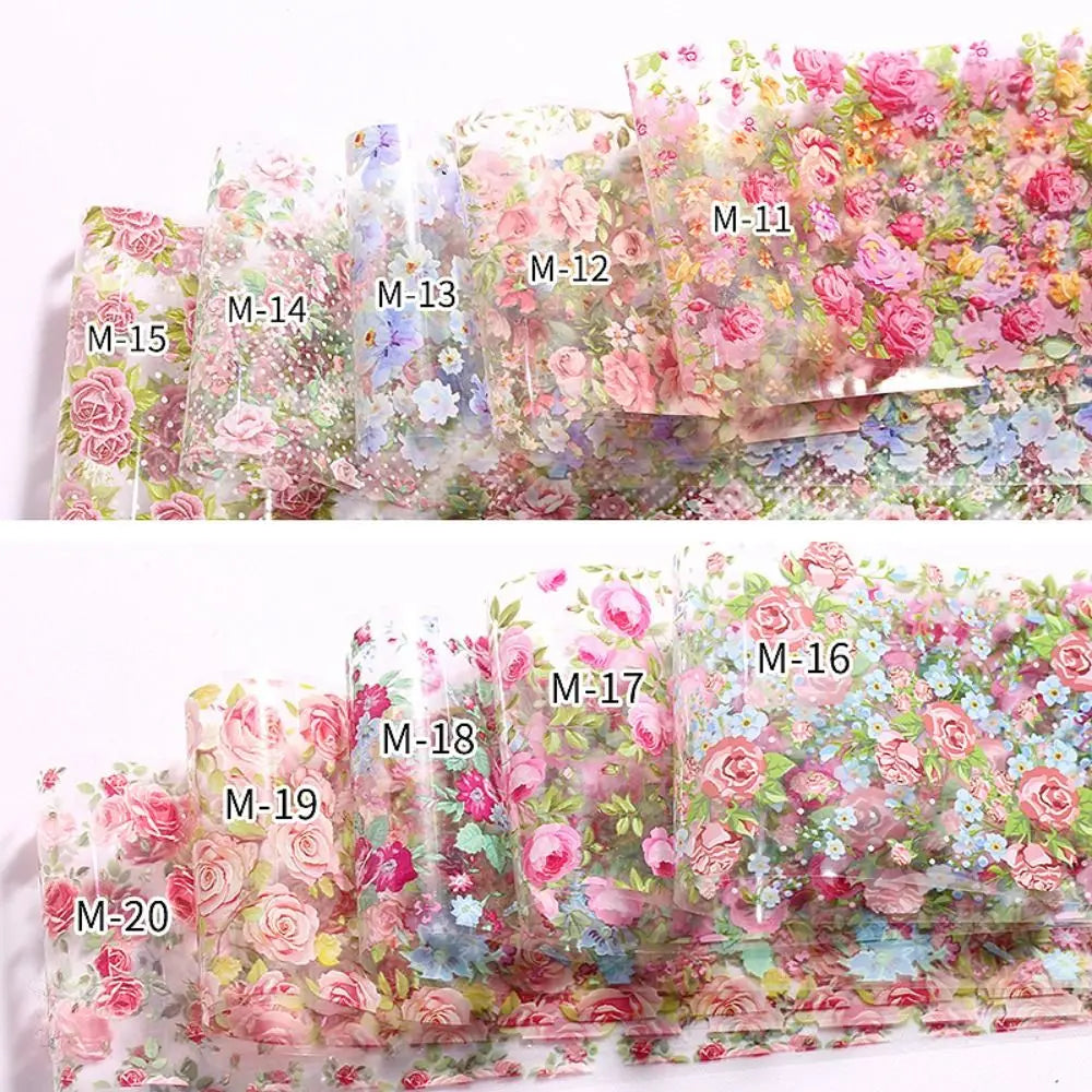 Fashion Mixed Designs Nail Wraps Floral Rose Flower Art Foils Easy Zpaxo