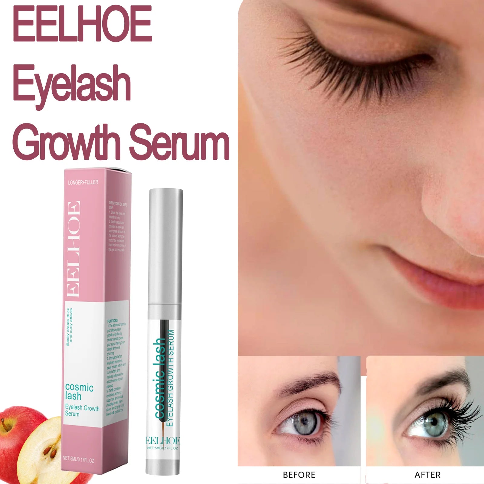 EELHOE Eyelash Growth Serum Volume And Curl Mula Promotes Eyelash Growth Special Effect Lengthens Eyelashes Gently Condition 5ml Zpaxo