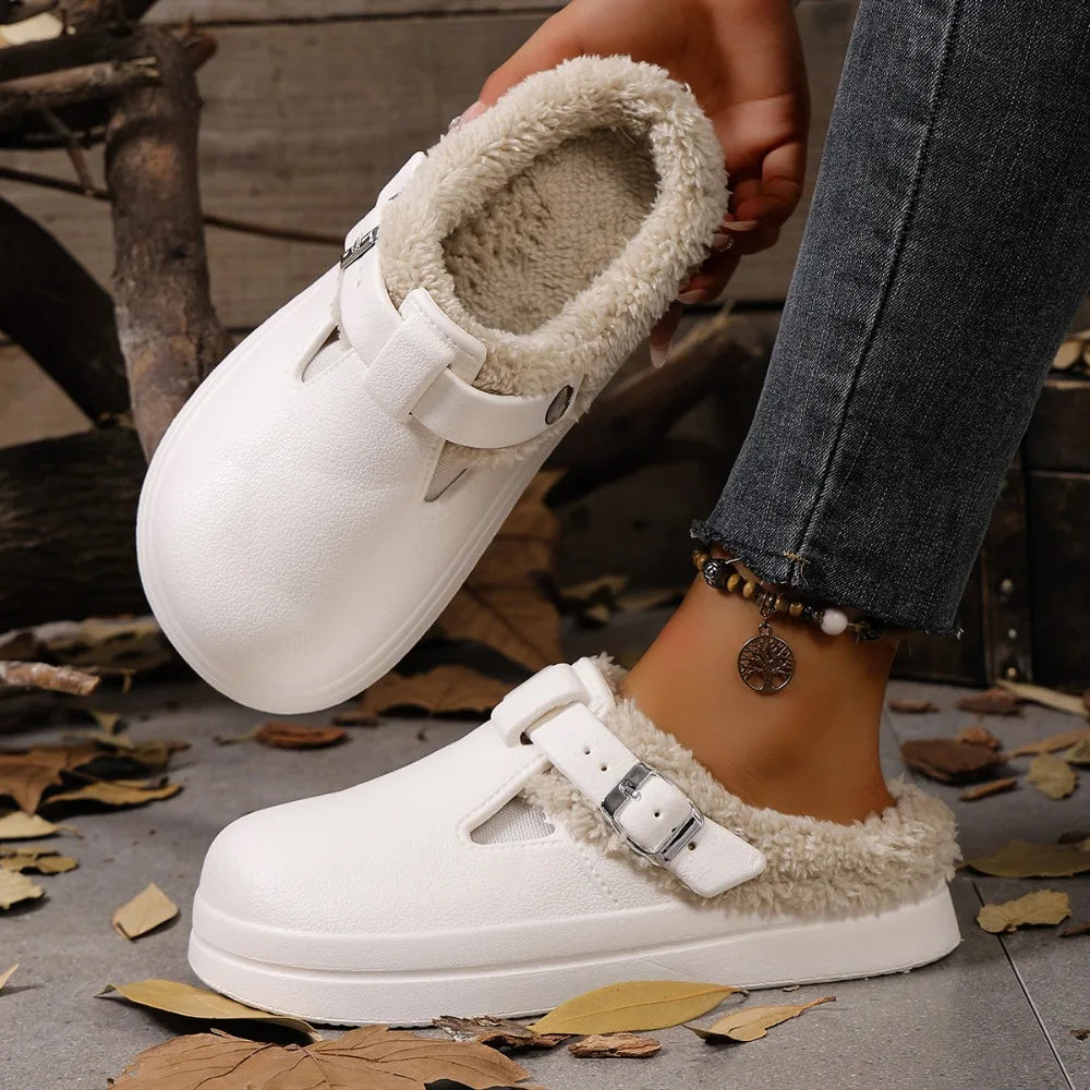 Winter Warm Fluffy Clogs Slippers Women Eva Waterproof Non Slip Home Zpaxo 38-39 image color 1