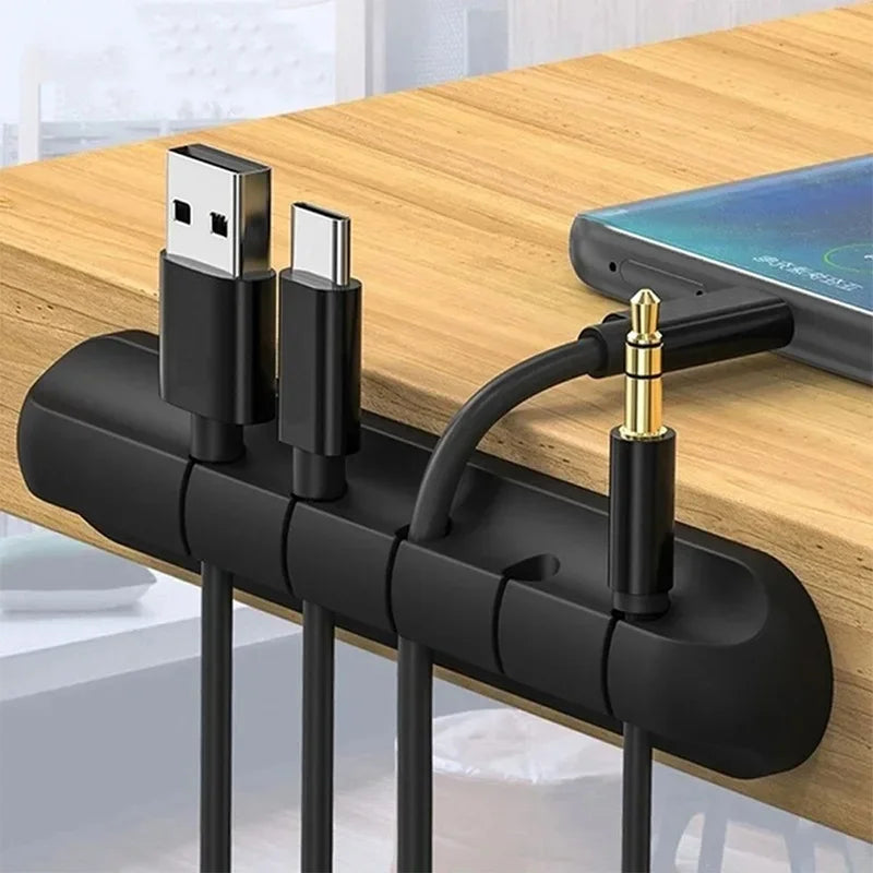 USB Cable Holder Clips Cable Cord Wire Organizer Silicone Desk Winder Desktop Tidy Management Holder Self-Adhesive Cable Clips Zpaxo