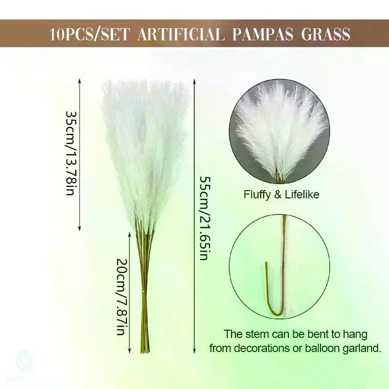10 Units/Lot 55cm Cute Decoration Fake Flower Reed Plant Simulated Artificial Pampas Christmas Wedding Party Fluffy Reed Grass Zpaxo