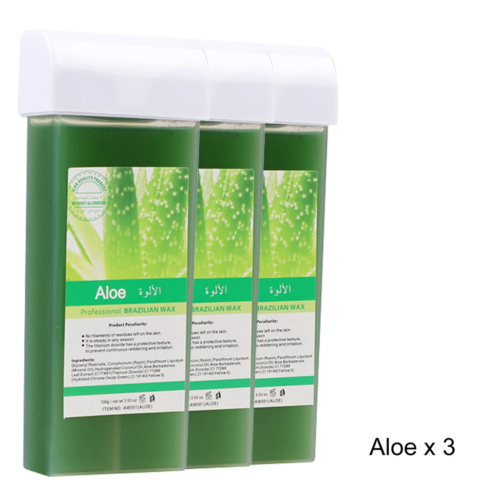Roll-On Soft Wax Refill Kit – Body Hair Removal Wax Cartridges Depilatory Wax Kit Zpaxo 072-AloeX3