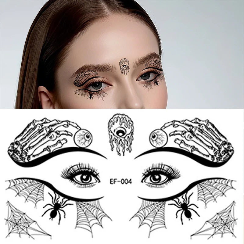 10 Sheets Spider Web Temporary Tattoos for Men Women Realistic Face Tattoo Stickers for Halloween Party False Tattoo Waterproof Zpaxo