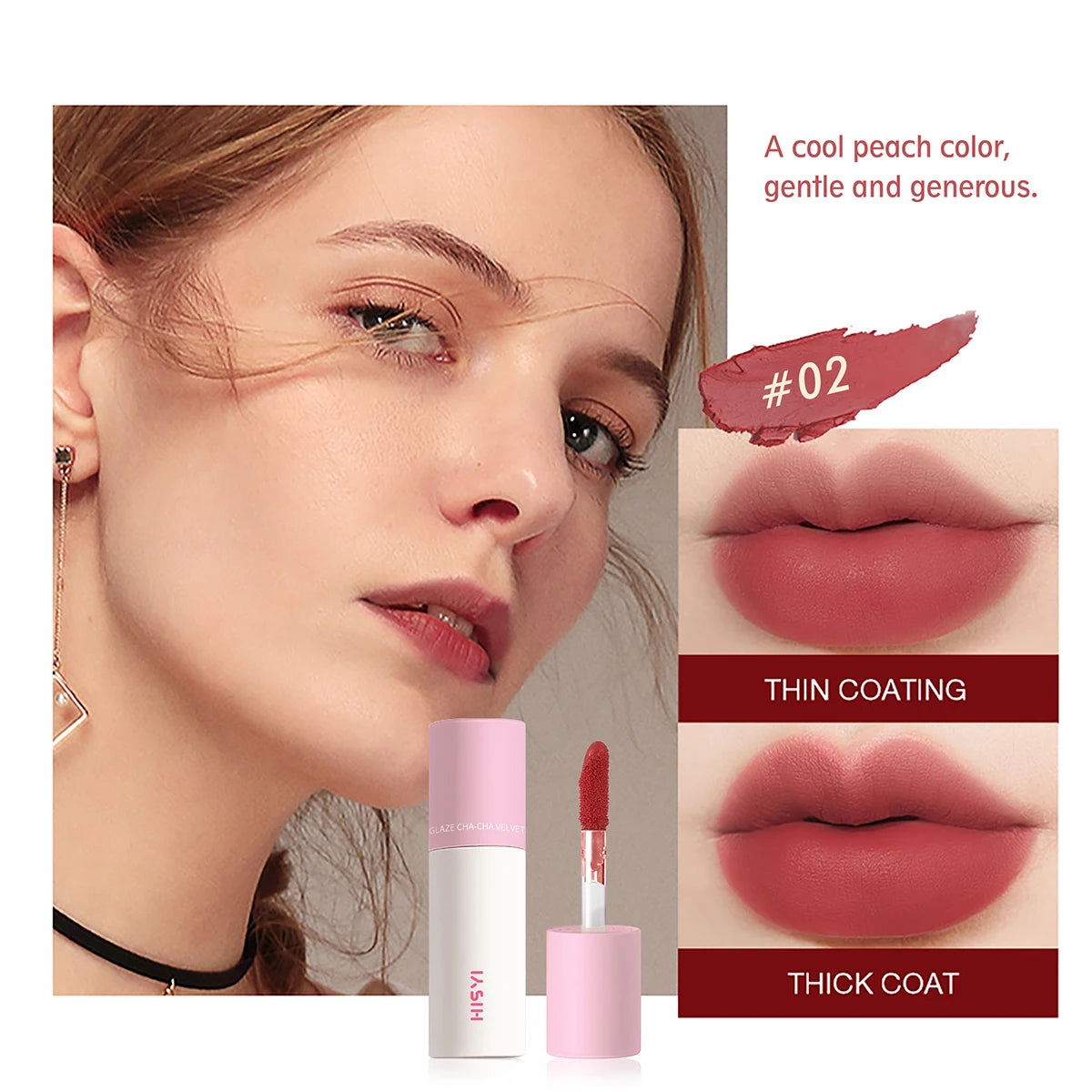 5-color Matte Velvet Lip Gloss Waterproof Moisturizing Nude Mud Zpaxo