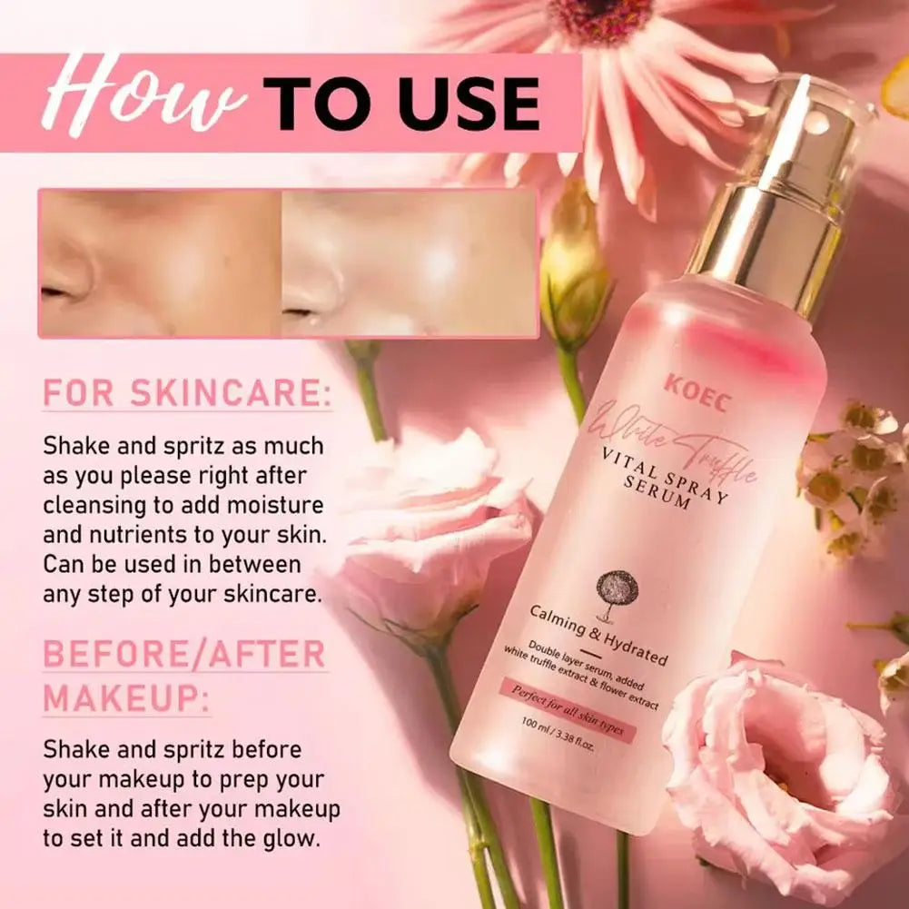 White Truffle Glow Serum Spray – Vitamin E, Niacinamide & Hyaluronic Acid Facial Serum Spray Zpaxo