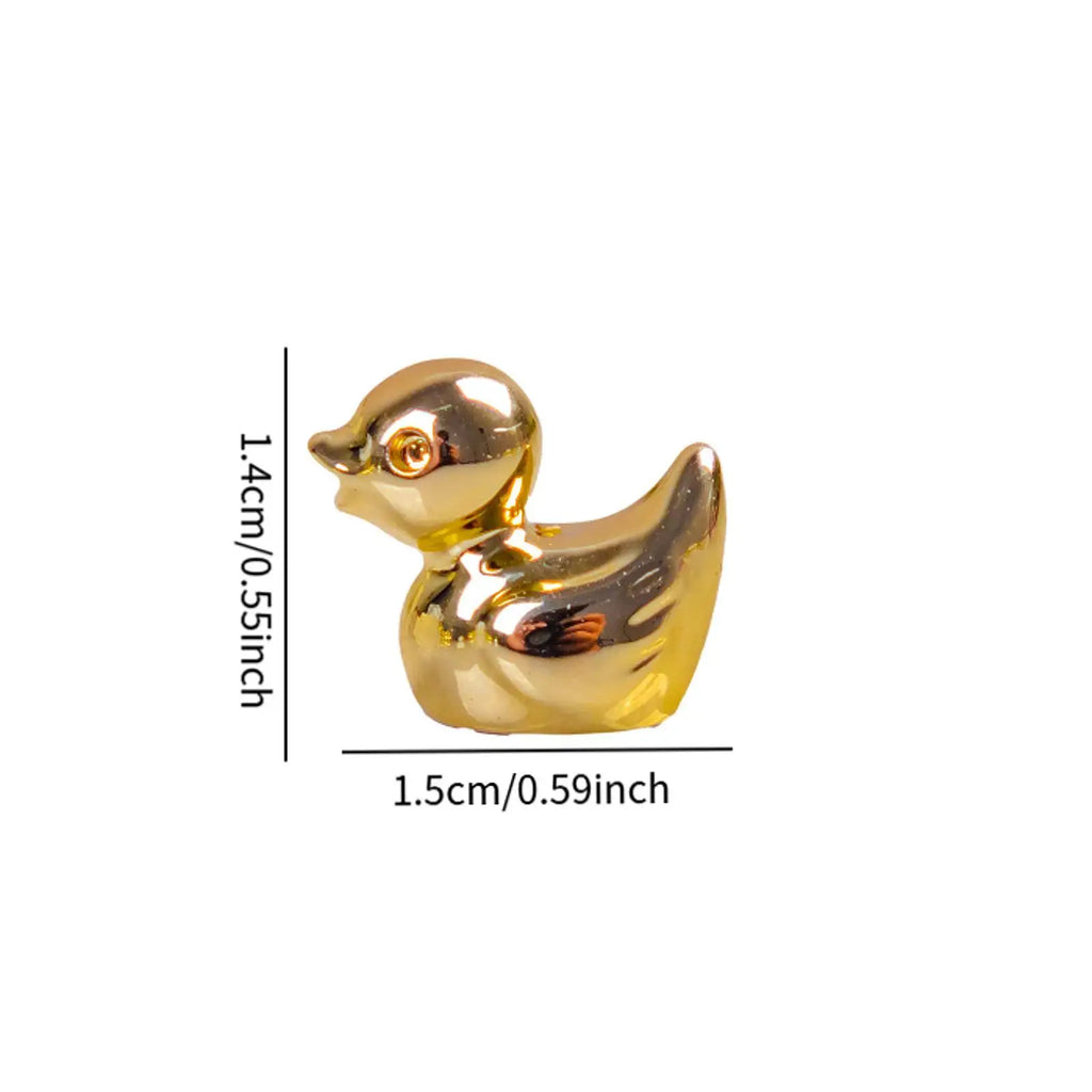 Cute Gold Duck Resin Figurine Small Animal Sculpture Decorative Fairy Zpaxo