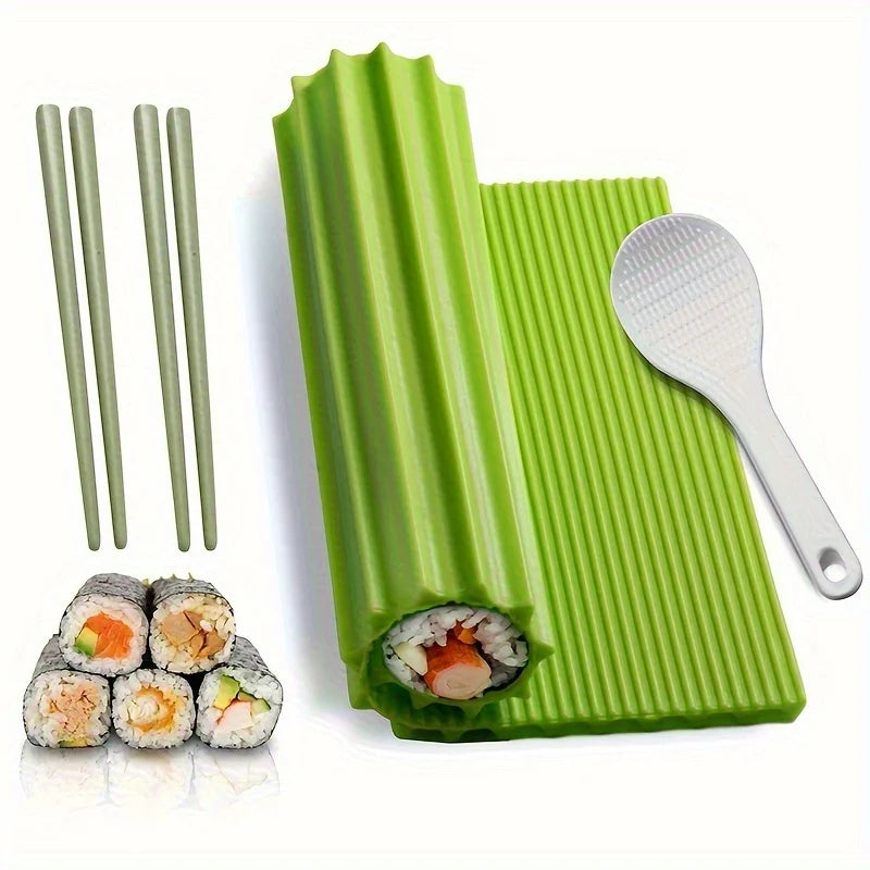 Reusable Silicone Sushi Roller Bamboo Pattern Hand Roll Mat, Easy Wash & Mildew Resistant Portable Sushi Making Kit Zpaxo