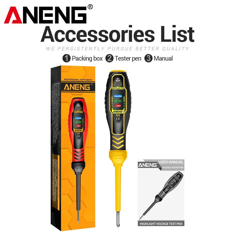 NCV Induction Three LED Sound Light Alarm Screwdriver Function Zpaxo Cross Yellow