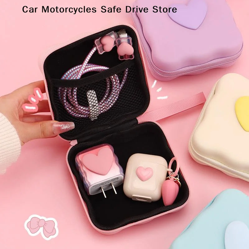CMPortable Cable Protector Storage Bag Lovely Heart Knot Travel Cute