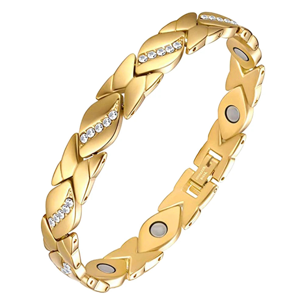 Ultra Magnetic Bracelets with 3500 Gauss Magnets Magnetic Bracelet Pure Copper for Women Men Jewelry Gift Zpaxo Gold