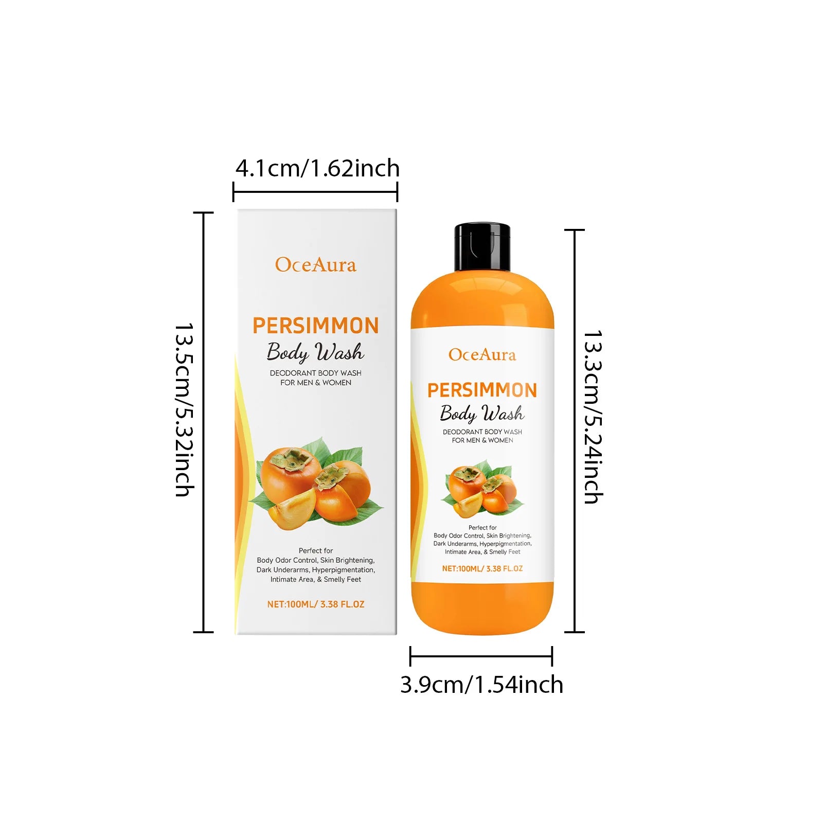 OceAura Persimmon Body Wash Gel – Moisturizing Shower Gel Body Wash Gel Zpaxo 100ml Boxed Others