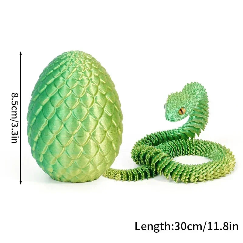 3D Printed Articulated Crystal Snake in Dragon Egg | Desk Ornament 3D Printed Figurine Zpaxo C as picture