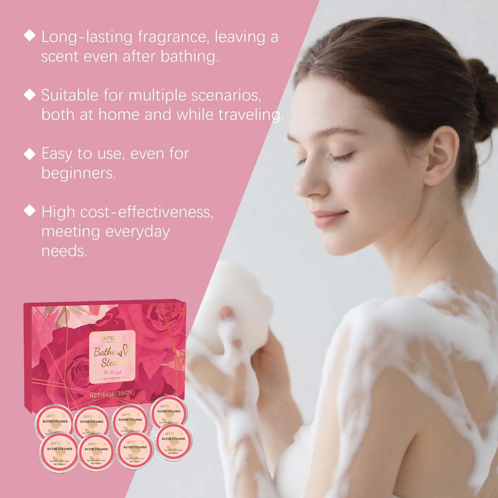 Rose Aromatherapy Shower Tablets – Relaxing Shower Steamers 8pc Aromatherapy Shower Steamers Zpaxo