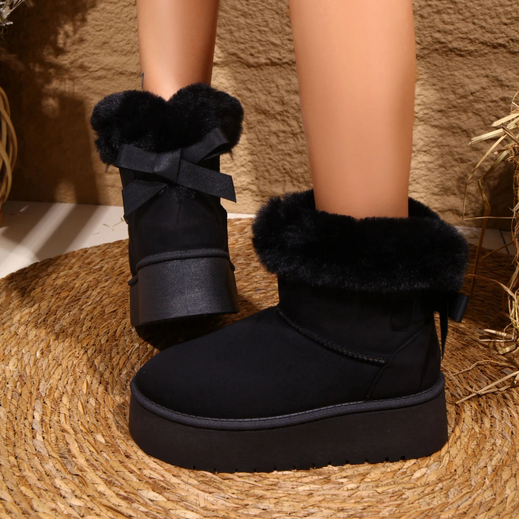 2025 New Women Snow Boots Winter Warm Plush Cotton Shoes Comfortable Non-slip Ankle Boots Thickened Fluff Platform Shoes Women Zpaxo