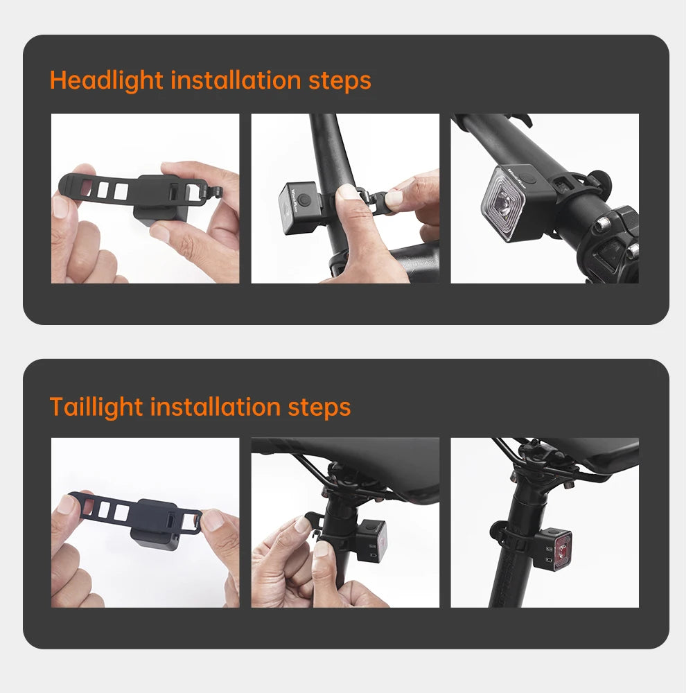 Bicycle Smart Brake Sensing Light Front Rear Sets IP66 Waterproof USB MTB Road Bike Taillight Night Cycling Safety 100/120LM Zpaxo