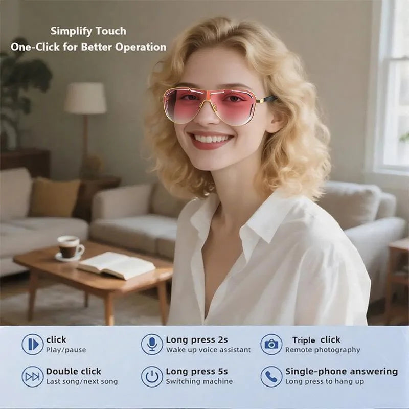 2026 NEW Smart Bluetooth Wearable Wireless Audio Glasses Air Conduction Sunglasses Game UV Resistant Sunglasses Zpaxo