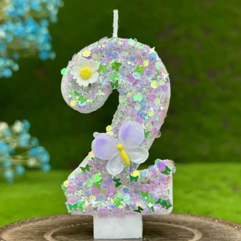DIY 0-9 Butterfly Flower Number Birthday Candles | Cake Decor Birthday Cake Candles Zpaxo 2