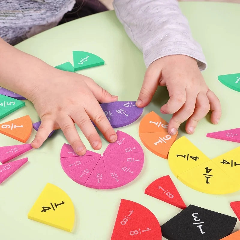 Magnetic Fraction Tiles Circles Math Disc Toy Manipulatives Vibrant