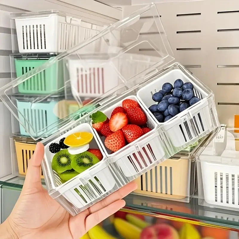 Compartment Food Storage Containers, Square Transparent Bento Box Set for Refrigerator,Salad Fruit Vegetable Condiment Organizer Zpaxo