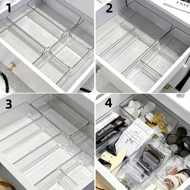 Clear Makeup Organizer 7 Stackable Drawer Dividers Cosmetics Desk Zpaxo 7pcs