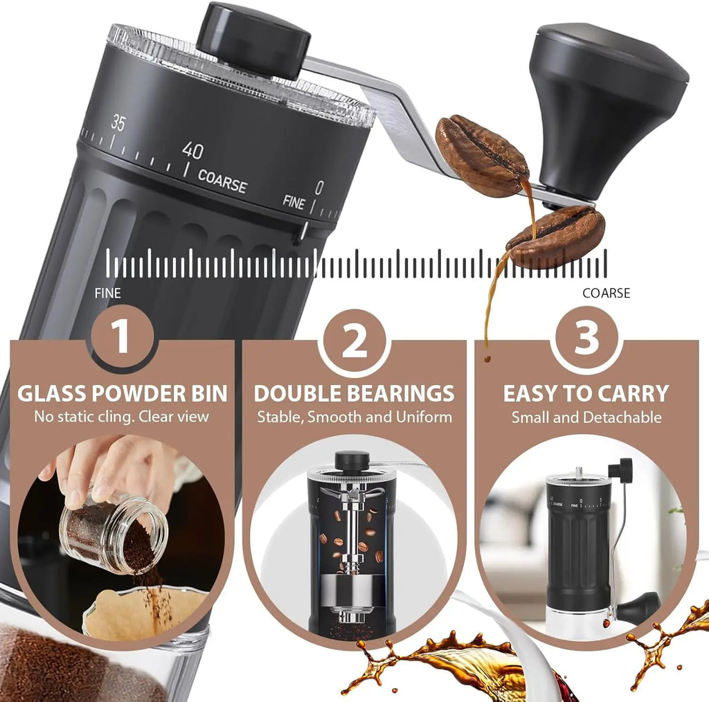 Manual Coffee Grinder with Adjustable Settings, Portable Hand Crank Coffee Bean Mill for Home Travel Camping Zpaxo