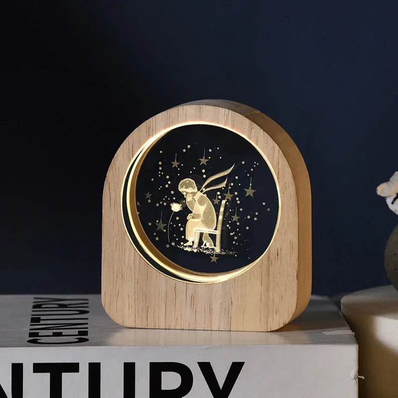 Creative Wooden Luminous Base 3D Carved Crystal Ball Desktop Decoration Gift Small Night Light Bedside Office Decoration Gift Zpaxo 15