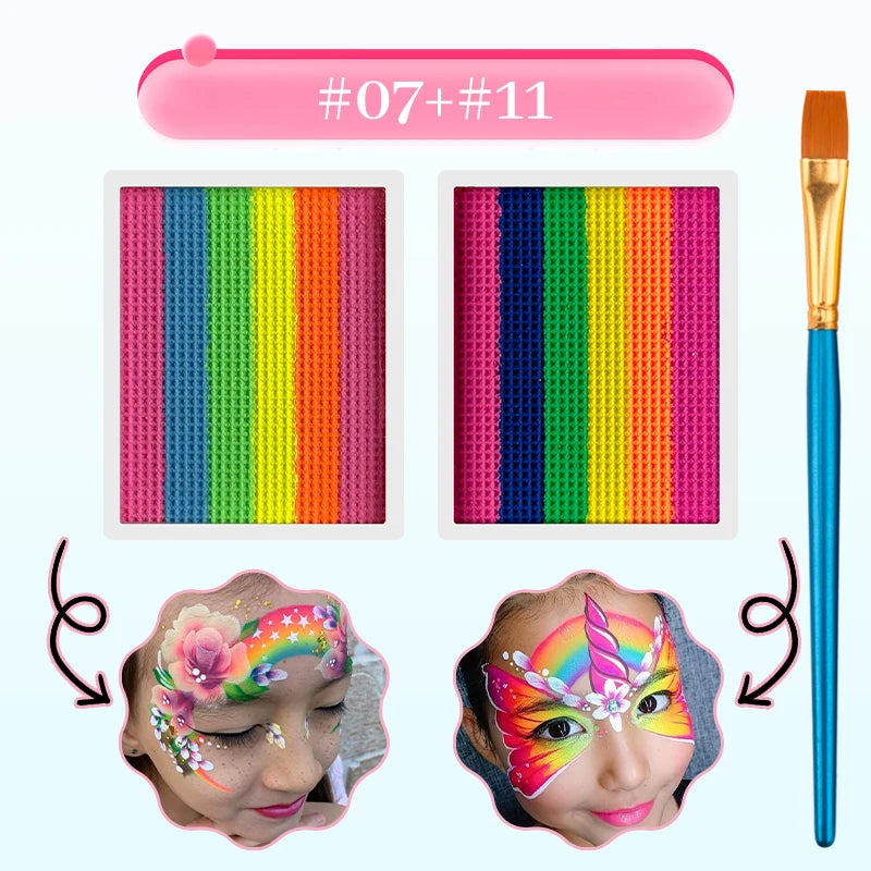 Rainbow Face Body Paint Makeup Water-soluble Painting Palette Zpaxo 3pcs-07-11