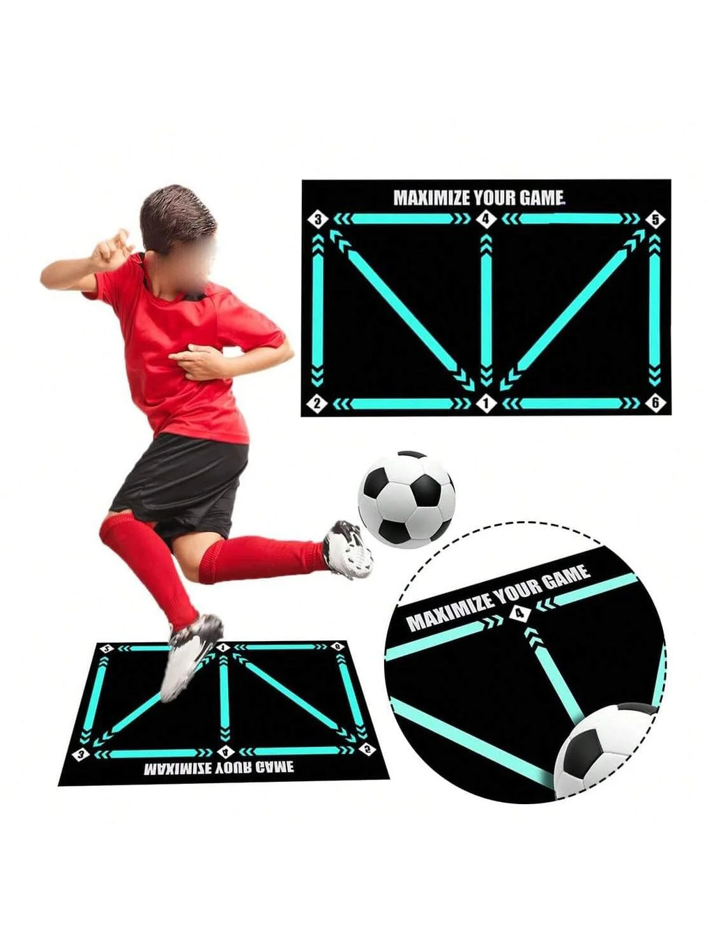 Soccer Ball Control Training Mat – Digital Guidance & Rubber Base