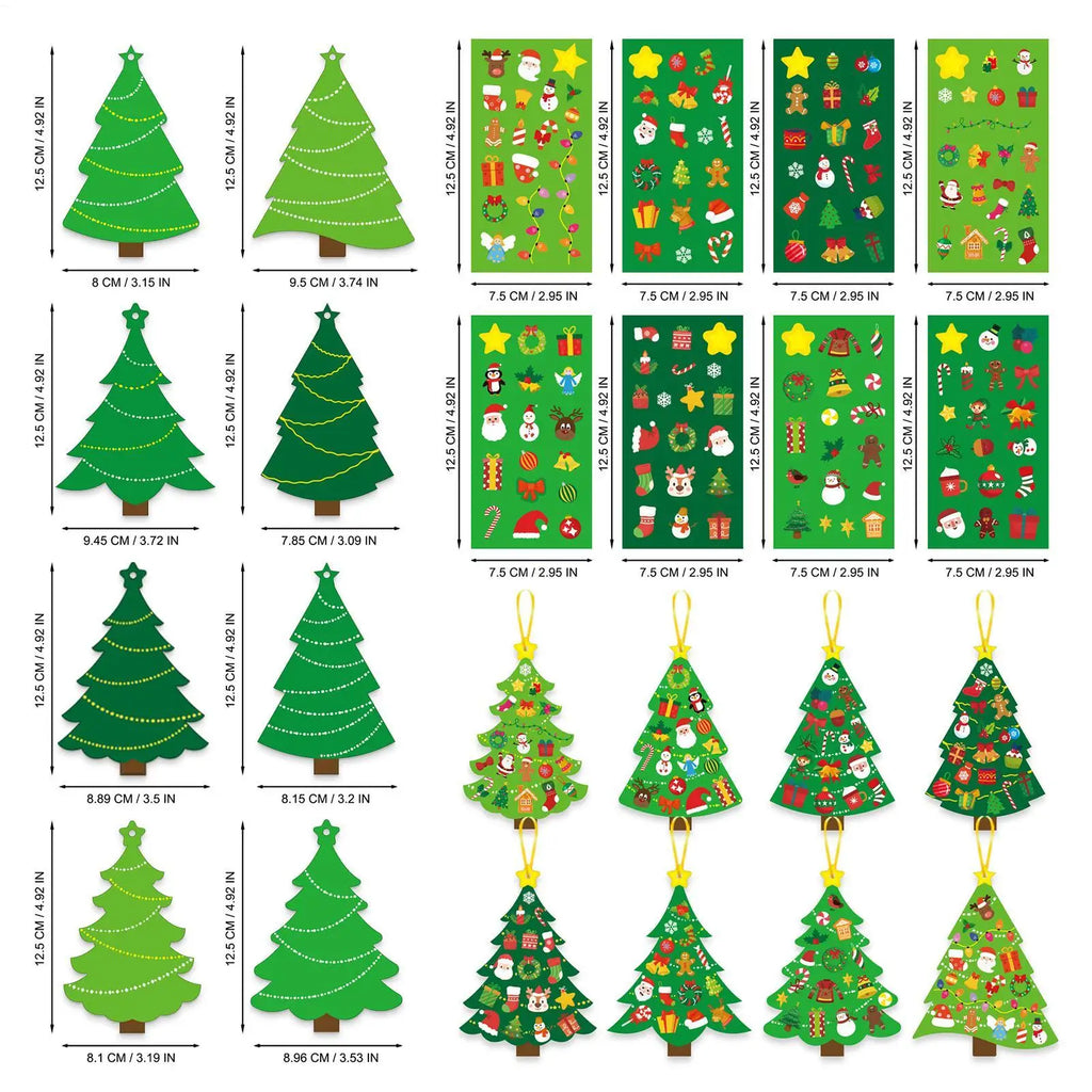 Christmas Tree DIY Craft Kids 24 Cards Stickers Ribbons Interactive