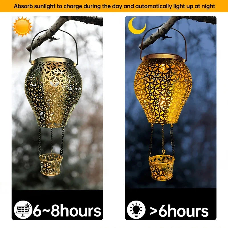 Outdoor Iron Air Balloon Solar Light LED Lawn Lamp Garden Landscape Zpaxo