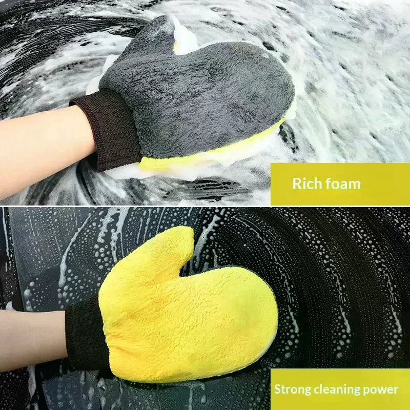 Microfiber Car Wash Glove – Double-Sided Coral Fleece Detailing