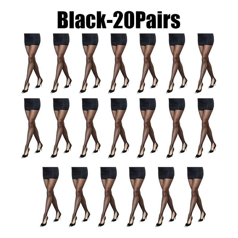 Women's Anti-snag Sheer Black Tights Single Filament See-through