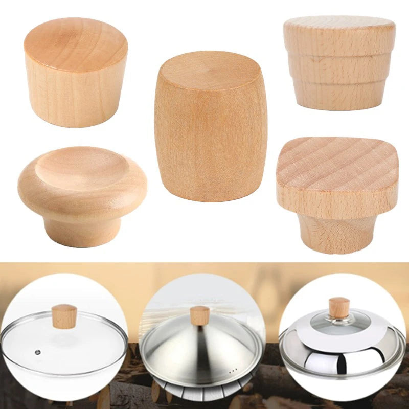 Wood Knob Pan Lid Holding Handle Wood Lid Handle Pot Lid Universal Kitchen Cookware Lid Replacement Knob Cookware Accessories Zpaxo