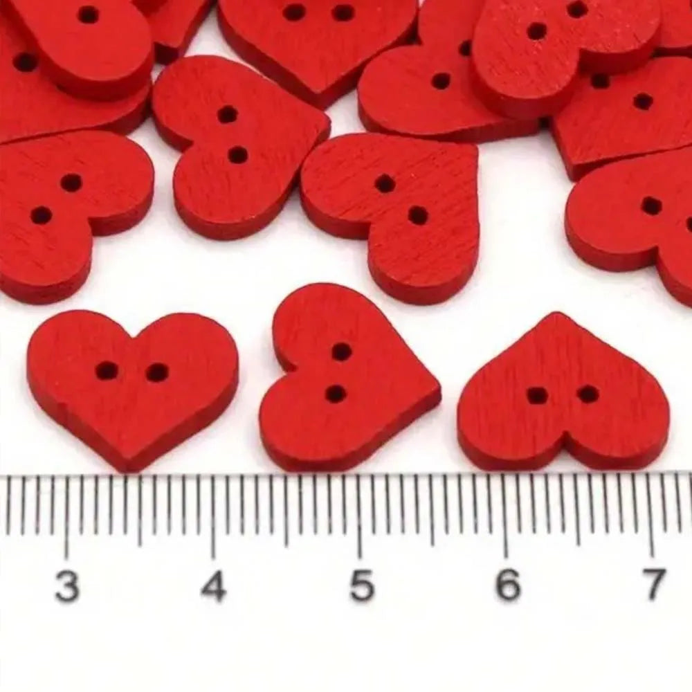 Red Wooden Heart Buttons 20/30pcs – 2-Hole DIY Sewing Craft Decorative Craft Buttons Zpaxo